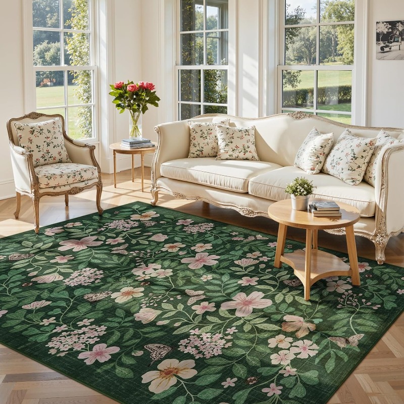 Commercial Printing Online - Tapis de salon à fleurs, Vintage,