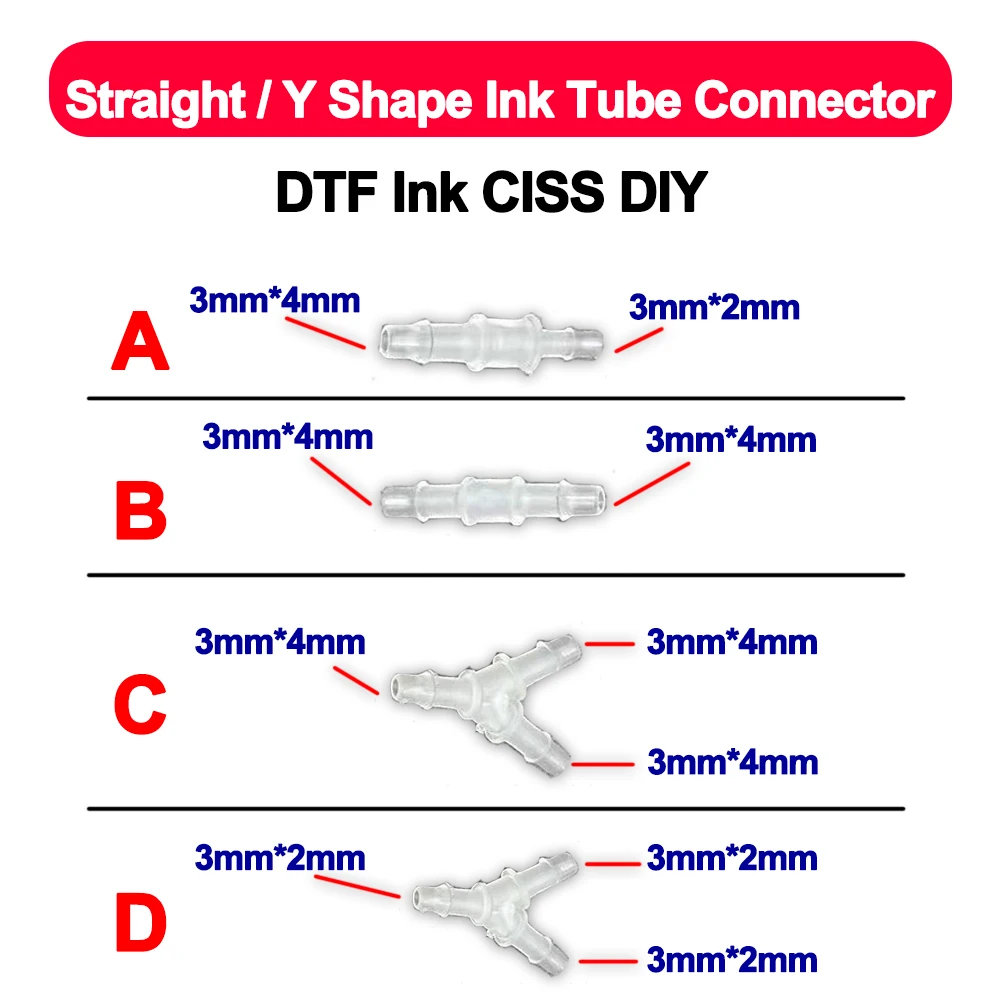 Solvent Printer Ink - Connecteur de tube d'encre droit/en forme